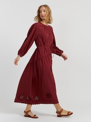 Chinti & Parker Red Sienna Linen Blend Broderie Dress - Image 2 of 4