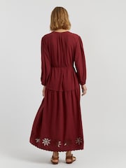 Chinti & Parker Red Sienna Linen Blend Broderie Dress - Image 3 of 4