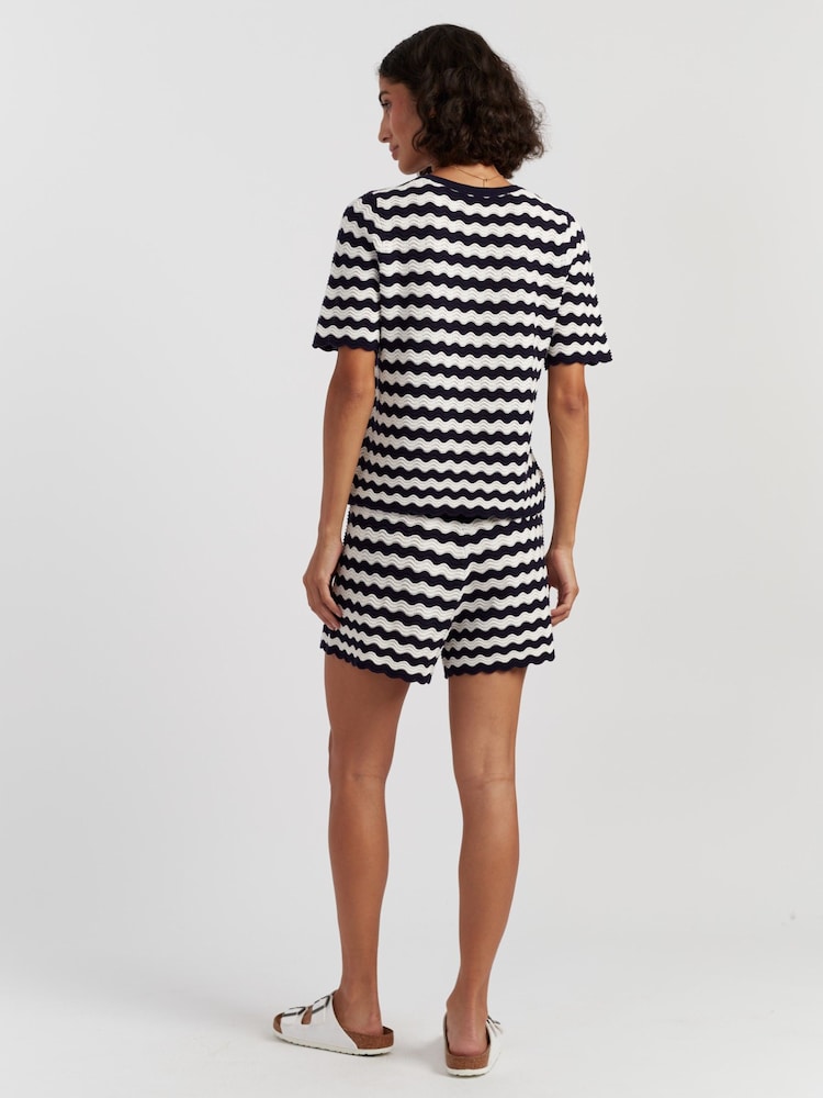 Chinti & Parker Blue Cotton Cherry Crochet T-Shirt - Image 2 of 5