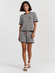 Chinti & Parker Blue Cotton Cherry Crochet T-Shirt - Image 4 of 5