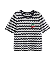 Chinti & Parker Blue Cotton Cherry Crochet T-Shirt - Image 5 of 5