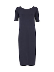 Celtic & Co. Linen/Cotton Button Back Blue Dress - Image 5 of 7