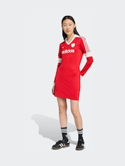 adidas Originals Red Graphic Football Jersey Dress - Image 1 of 6