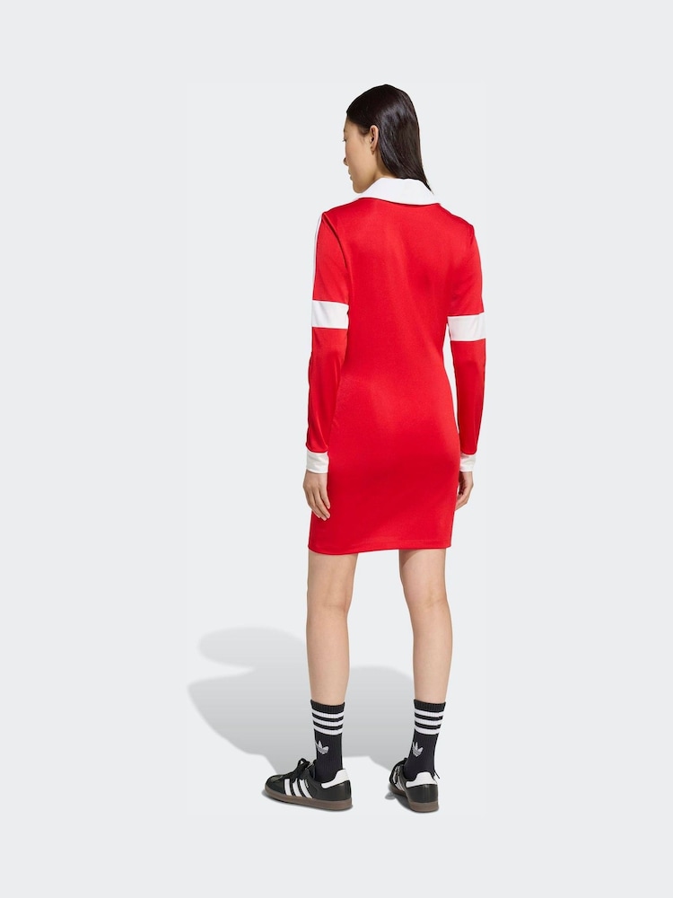 adidas Originals Red Graphic Football Jersey Dress - Image 2 of 6