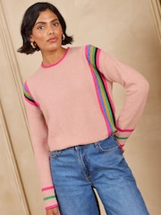 Love & Roses Rose Pink Crew Neck Knit Jumper - Image 1 of 5