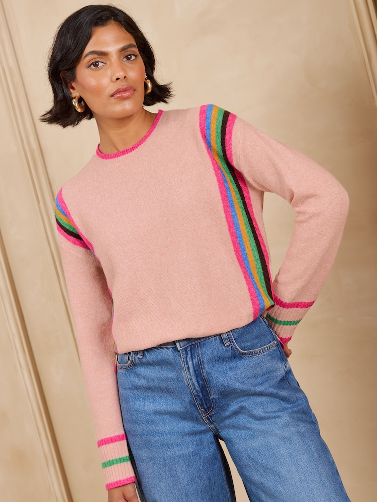 Love & Roses Rose Pink Crew Neck Knit Jumper - Image 1 of 5 Love & Roses Rose Pink Crew Neck Knit Jumper - Image 1 of 5