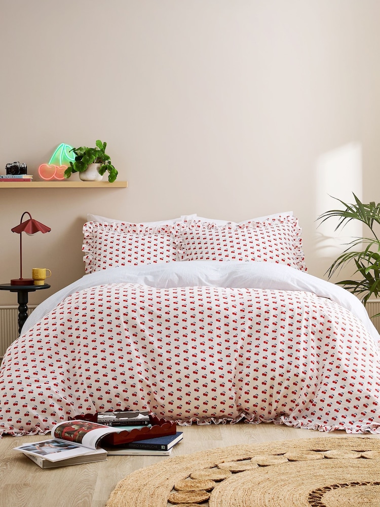 Copenhagen Home White Cherries Duvet Cover Set - Image 1 of 4 Copenhagen Home White Cherries Duvet Cover Set - Image 1 of 4