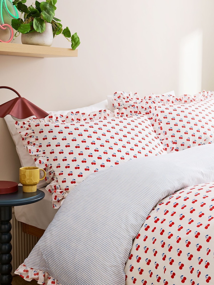 Copenhagen Home White Cherries Duvet Cover Set - Image 2 of 4 Copenhagen Home White Cherries Duvet Cover Set - Image 2 of 4