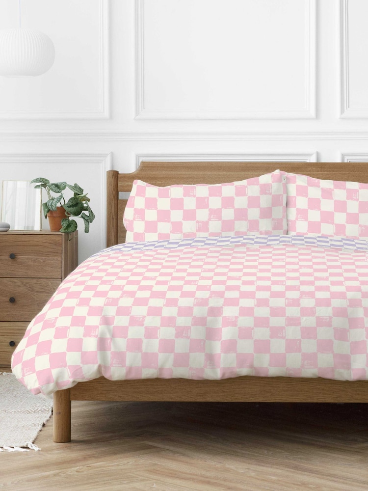 Copenhagen Home Pink Checkerboard Duvet Cover Set - Image 1 of 2