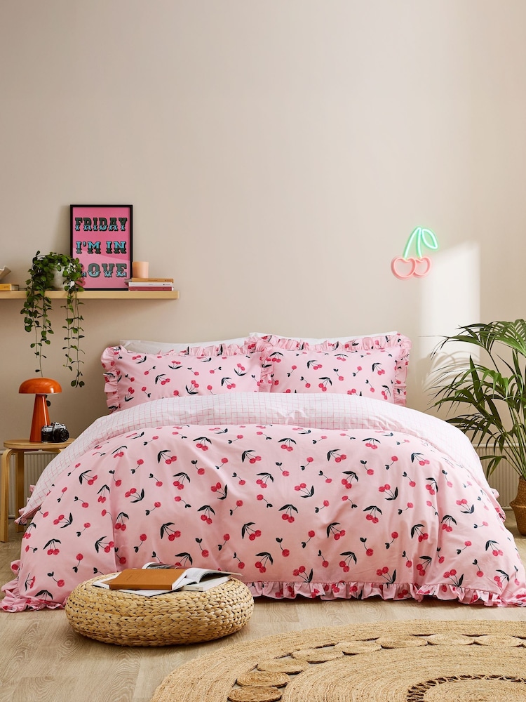 Copenhagen Home Pink Sweet Cherries Duvet Cover Set - Image 1 of 4
