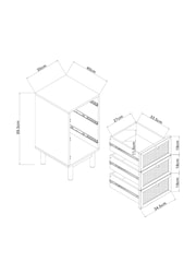 MADE.COM Oak Effect Pavia Rattan 3 Drawer Bedside Table - Image 6 of 6