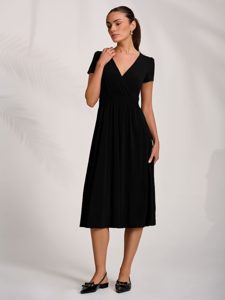 Jolie Moi Black Cap Sleeve Printed Jersey Midaxi Dress - Image 1 of 6