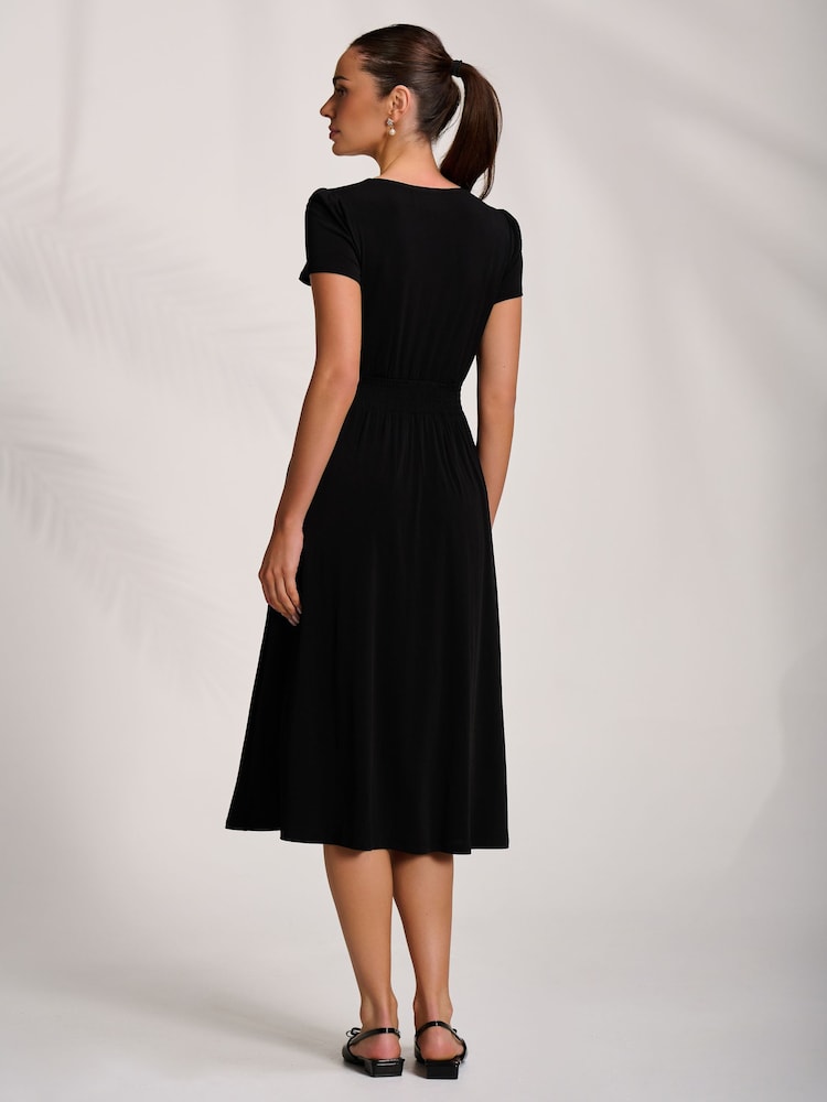 Jolie Moi Black Cap Sleeve Printed Jersey Midaxi Dress - Image 2 of 6