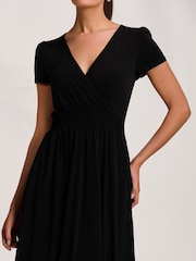 Jolie Moi Black Cap Sleeve Printed Jersey Midaxi Dress - Image 3 of 6