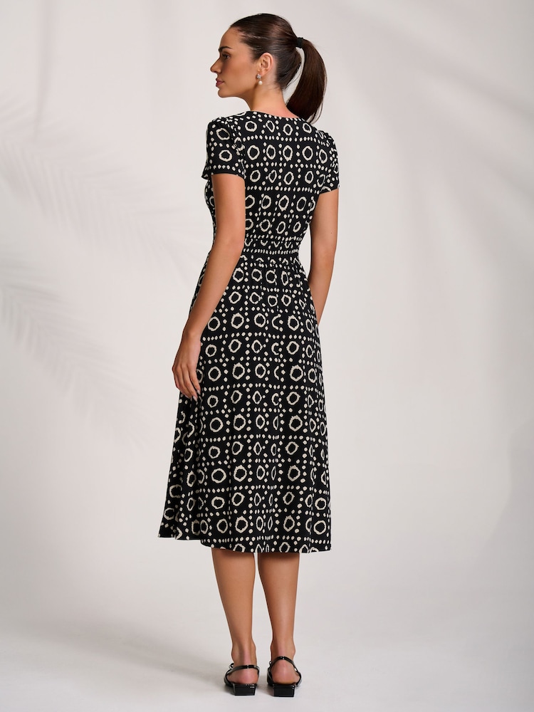 Jolie Moi Black Cap Sleeve Printed Jersey Midaxi Dress - Image 2 of 6