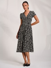 Jolie Moi Black Cap Sleeve Printed Jersey Midaxi Dress - Image 6 of 6