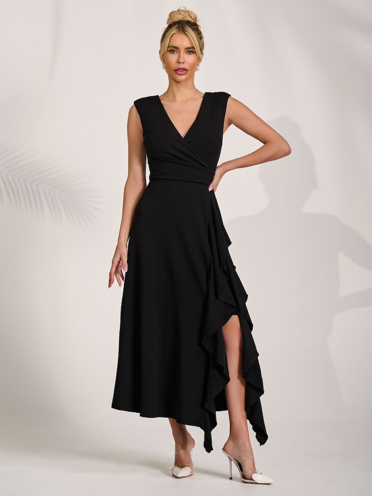 Jolie Moi Frill Detail Wrap Sleeveless Midaxi Dress - Imaginea 1 din 6