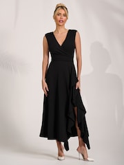 Jolie Moi Frill Detail Wrap Sleeveless Midaxi Dress - Imaginea 6 din 6