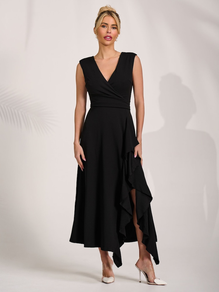 Jolie Moi Frill Detail Wrap Sleeveless Midaxi Dress - Imaginea 6 din 6