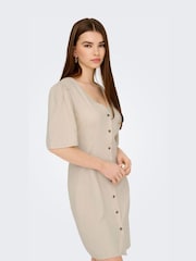 JDY Natural Linen Mix Mini Shirt Dress - Image 1 of 6