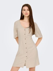 JDY Natural Linen Mix Mini Shirt Dress - Image 2 of 6