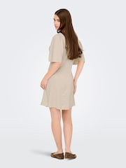 JDY Natural Linen Mix Mini Shirt Dress - Image 3 of 6