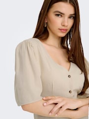 JDY Natural Linen Mix Mini Shirt Dress - Image 4 of 6