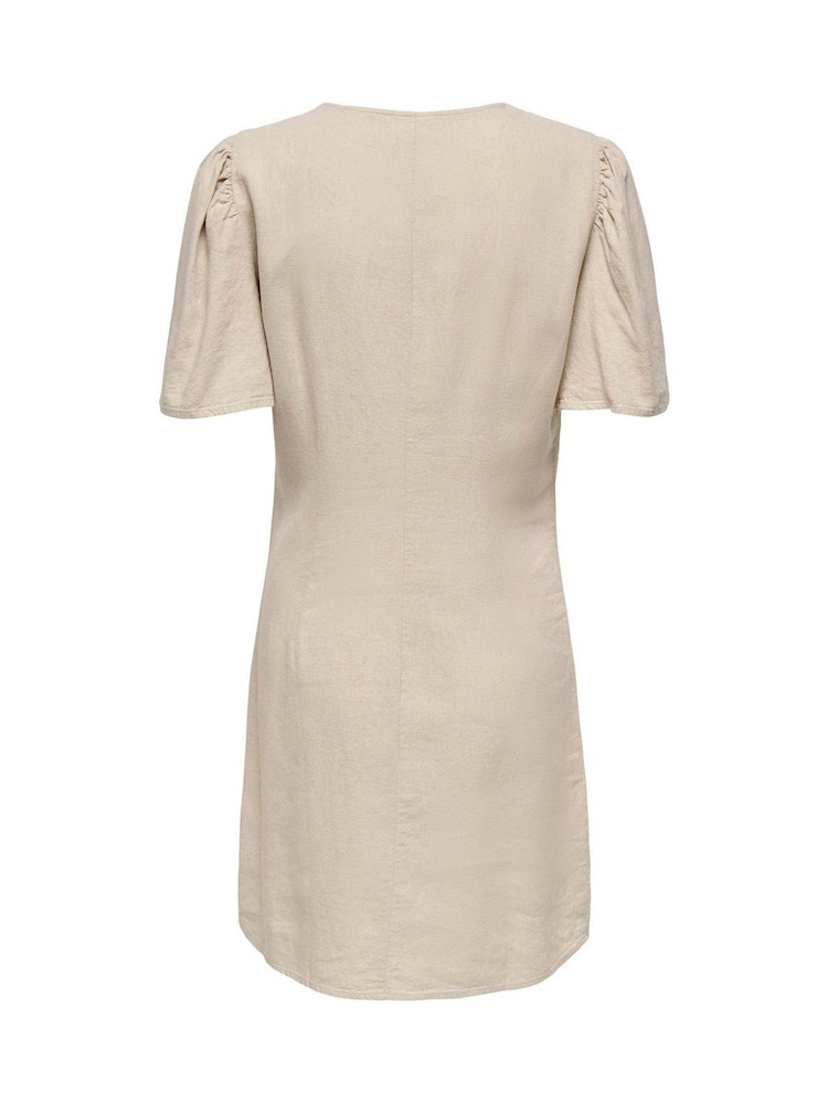 JDY Natural Linen Mix Mini Shirt Dress - Image 6 of 6