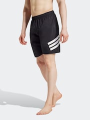 adidas מכנסי שחייה קצרים באורך 8 אינצ'ים בעיטור 3 פסים - תמונה 1 מתוך 6