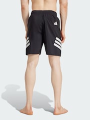 adidas מכנסי שחייה קצרים באורך 8 אינצ'ים בעיטור 3 פסים - תמונה 3 מתוך 6