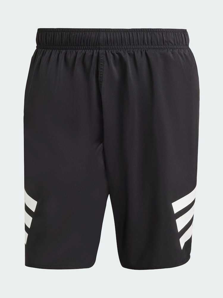 adidas מכנסי שחייה קצרים באורך 8 אינצ'ים בעיטור 3 פסים - תמונה 6 מתוך 6