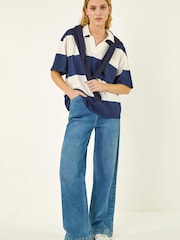 Roman Blue Stripe Detail Rugby Shirt - Image 2 of 5