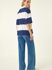 Roman Blue Stripe Detail Rugby Shirt - Image 3 of 5
