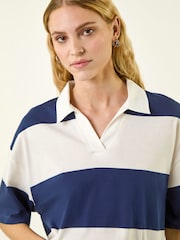 Roman Blue Stripe Detail Rugby Shirt - Image 4 of 5