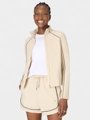Sweaty Betty Cream Explorer Track Piped Shorts - Image 1 of 6