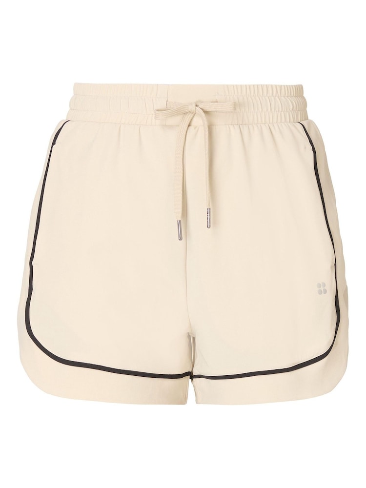 Sweaty Betty Cream Explorer Track Piped Shorts - Image 6 of 6 Sweaty Betty Cream Explorer Track Piped Shorts - Image 6 of 6