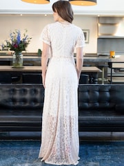Hot Squash Cream Lace Overlay V-Neck Maxi Dress - Image 2 of 4