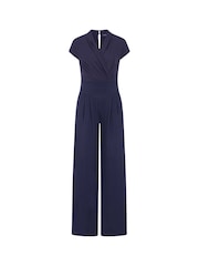 Hot Squash Cap Sleeved Wide Leg Blue Jumpsuit - Image 1 of 1