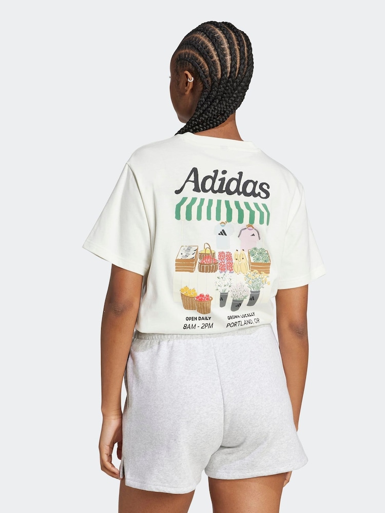 adidas White Farmers Market Graphic T-Shirt - Image 2 of 6 adidas White Farmers Market Graphic T-Shirt - Image 2 of 6