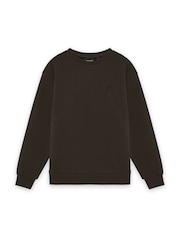 Lyle & Scott Black Heavy Weight Drop Shoulder Sweat Top - Image 5 of 6