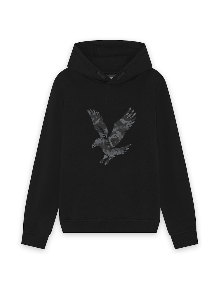 Lyle & Scott Black Pixelated Eagle Print Hoodie - Image 1 of 1