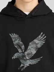 Lyle & Scott Black Pixelated Eagle Print Hoodie - Image 3 of 6