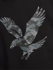 Lyle & Scott Black Pixelated Eagle Print Hoodie - Image 6 of 6
