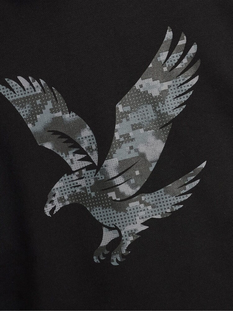 Lyle & Scott Black Pixelated Eagle Print Hoodie - Image 6 of 6