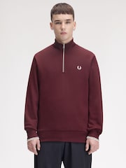 Fred Perry Red Zip Sweatshirt - Image 1 of 5