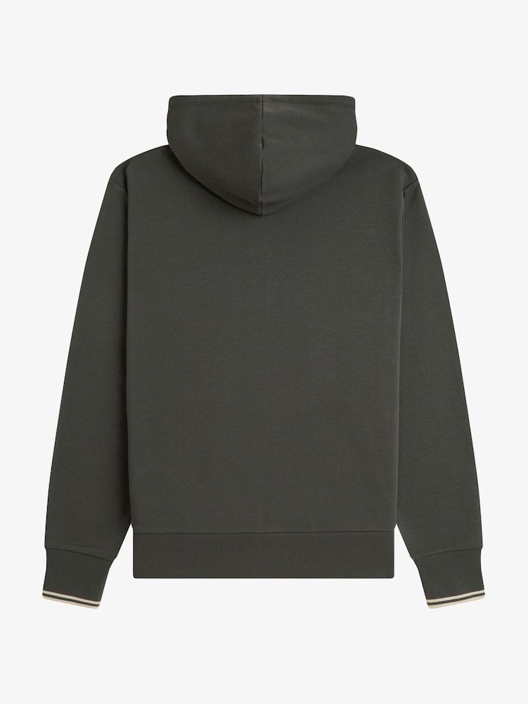 Fred Perry Green Hooded Zip Through Sweatshirt - Image 2 of 2