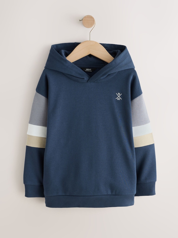 Blue Colourblock Hoodie (3-16yrs) - Image 1 of 5