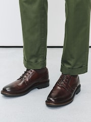 Tan Brown Leather Derby Shoes - Image 1 of 8