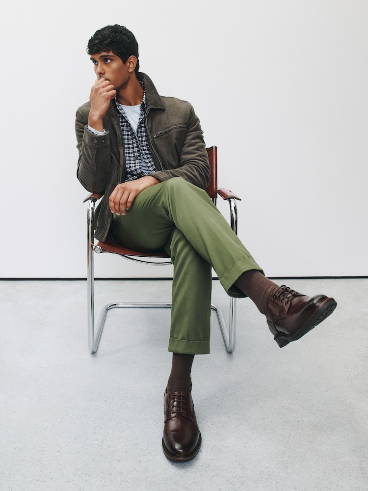 Tan Brown Leather Derby Shoes - Image 2 of 8