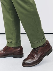Tan Brown Leather Derby Shoes - Image 3 of 8
